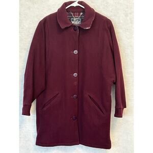 Woolrich Woman Vintage Wool Shacket Burgandy Blue Size S